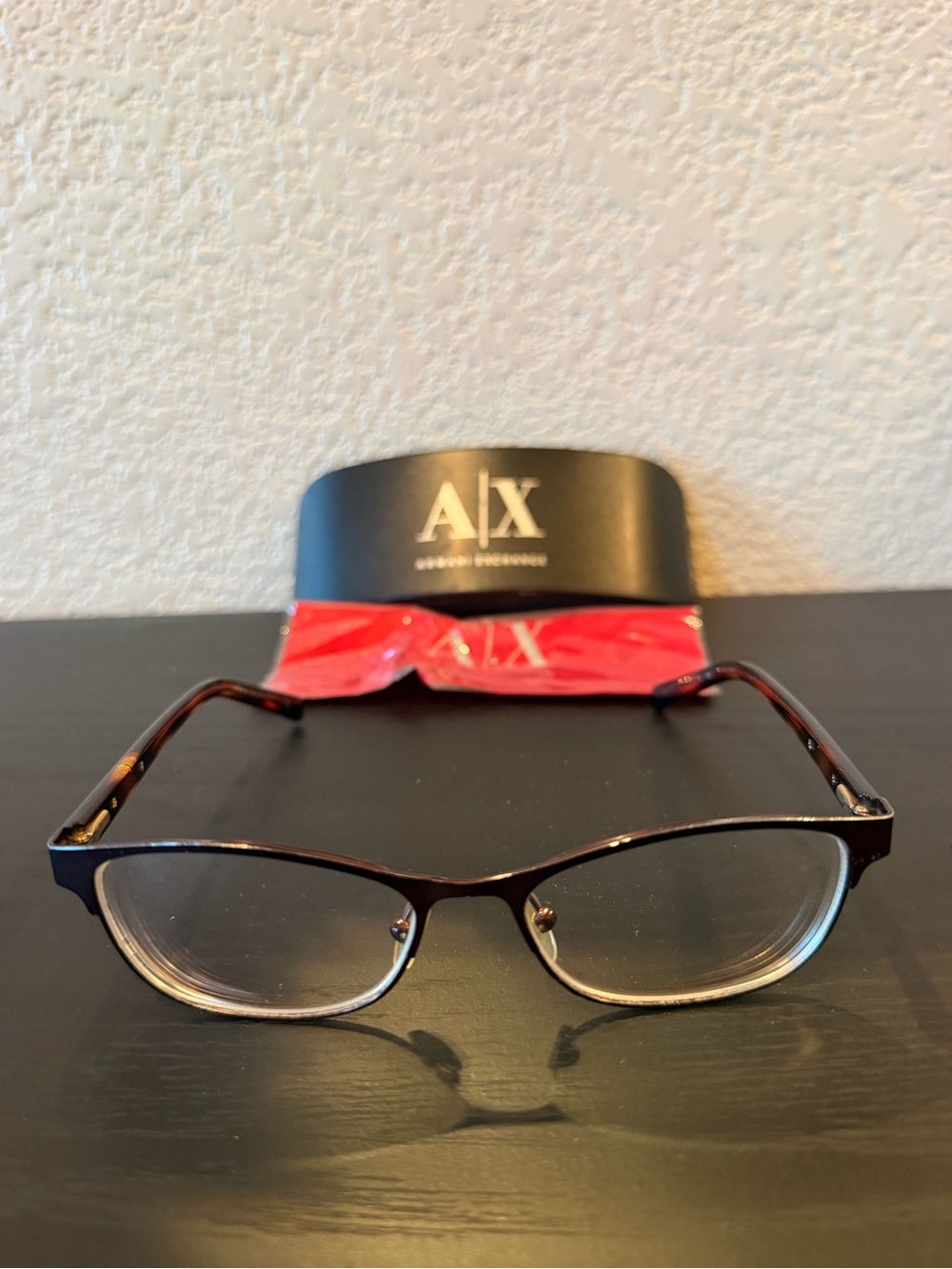 Armani Exchange Matte Brown 1010 Eyeglasses Case & Cloth